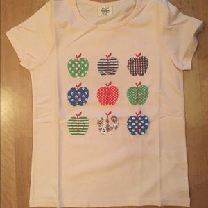 Mini Boden Girls Apple Appliqué Tee Size 9-10y